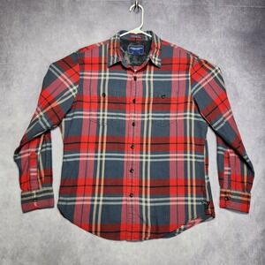 American Eagle Outfitters Vintage Fit Red Blue Plaid Flannel Shirt size Large